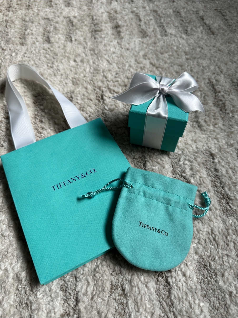 Tiffany & Co. Blue box engagement ring box Pouch and Box